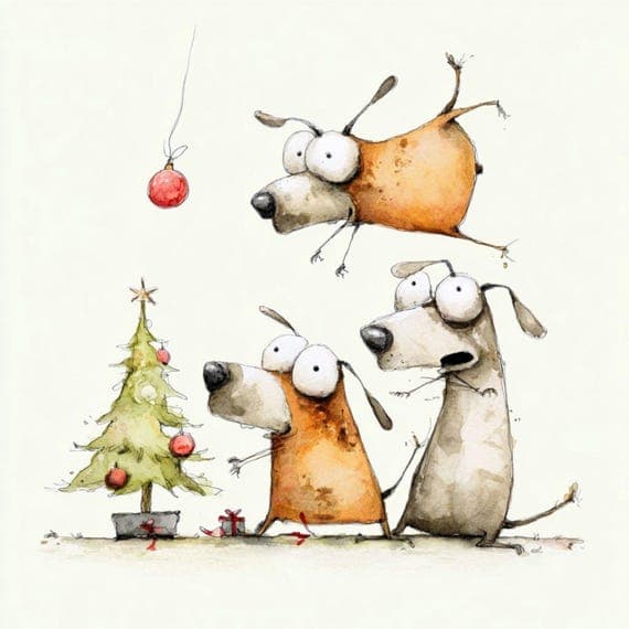 20 Watercolor Christmas Dog Clipart (JPG) β watercolor clipart transparent PNG instant download