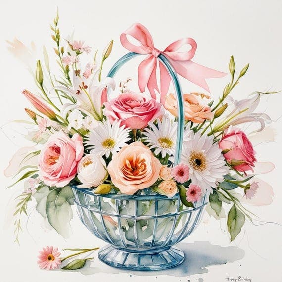 Elegant Birthday Floral Watercolor Clipart β view 7 β watercolor clipart transparent PNG instant download
