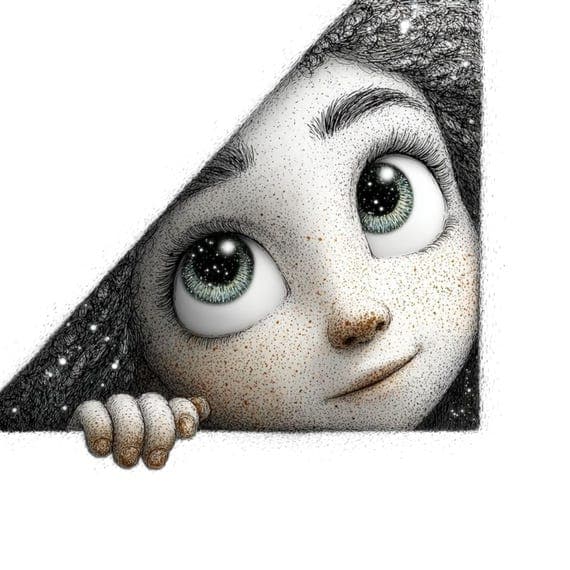 15 Peeking Starry Girl Clipart (JPG) β view 8 β watercolor clipart transparent PNG instant download