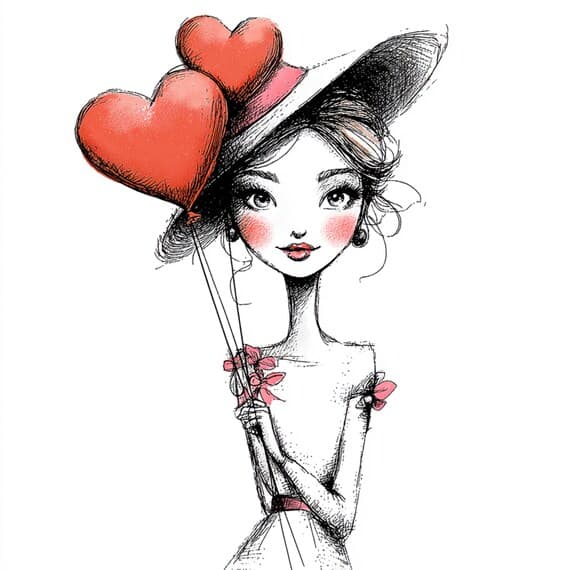 25 Whimsical Heart Girl Clipart β view 3 β watercolor clipart transparent PNG instant download