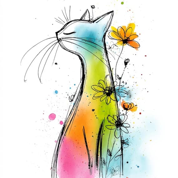 15 Cat Clipart Set β view 2 β watercolor clipart transparent PNG instant download