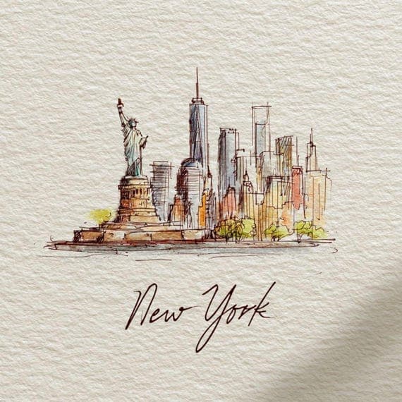 15 New York City Clipart (JPG) β view 3 β watercolor clipart transparent PNG instant download