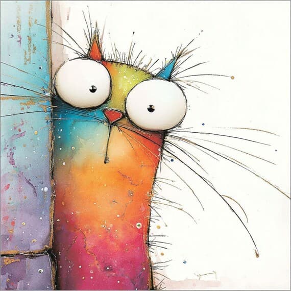 25 Peeking Galaxy Cats Clipart (JPG) – Funny Quirky Cosmic Cat Faces f — view 8 — watercolor clipart transparent PNG instant download
