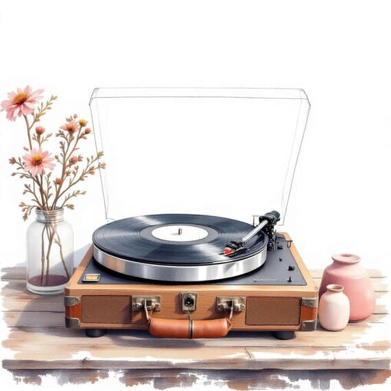 18 Vintage Music Players Clipart β view 4 β watercolor clipart transparent PNG instant download