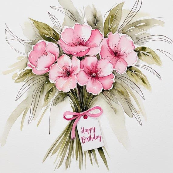 10 Floral Birthday Clipart — watercolor clipart transparent PNG instant download