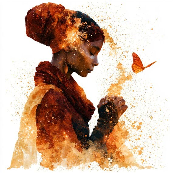 15 Boho Praying Woman Clipart JPG โ view 4 โ watercolor clipart transparent PNG instant download