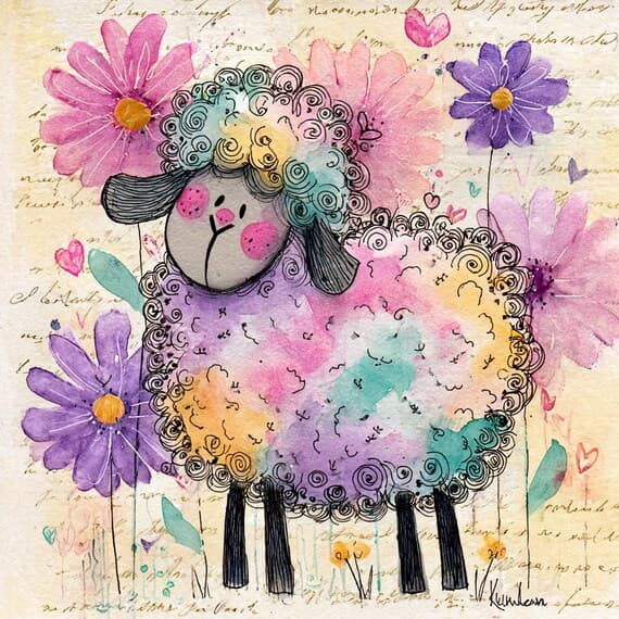 Rainbow Sheep Watercolor Clipart β view 5 β watercolor clipart transparent PNG instant download