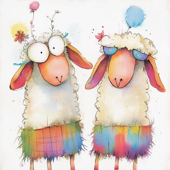 Watercolor Sheep Clipart Bundle – Whimsical Farm Animal PNGs (Digital — watercolor clipart transparent PNG instant download