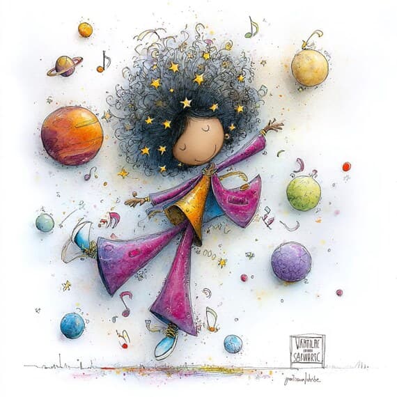 13 Retro Cosmic Girl Clipart (JPG) β view 6 β watercolor clipart transparent PNG instant download