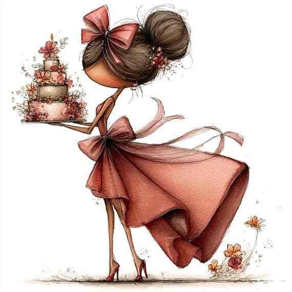 20 Parisian Birthday Fashion Girl Clipart — view 6 — watercolor clipart transparent PNG instant download