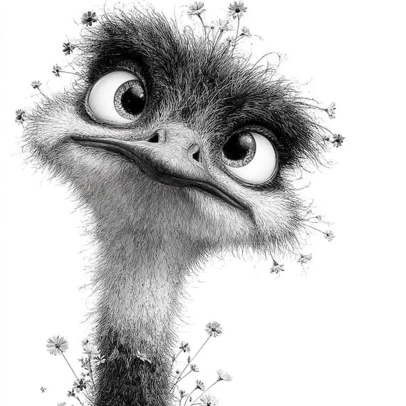 25 Peeking Ostrich PNG Clipart Funny Animal Graphics Sublimation Pocke — watercolor clipart transparent PNG instant download