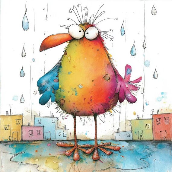 20 Quirky Rainy Bird PNG Clipart, Colorful Watercolor Bird Illustratio β view 5 β watercolor clipart transparent PNG instant download