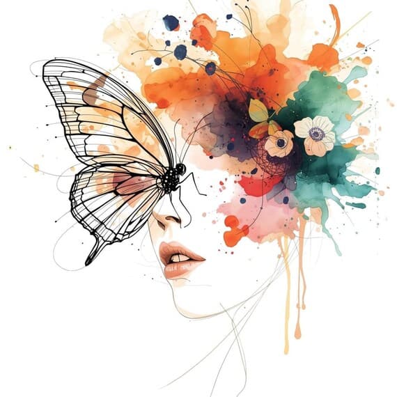 20 Whimsical Butterfly Woman Clipart β view 4 β watercolor clipart transparent PNG instant download