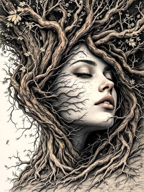 15 Fantasy Tree Woman Clipart β watercolor clipart transparent PNG instant download