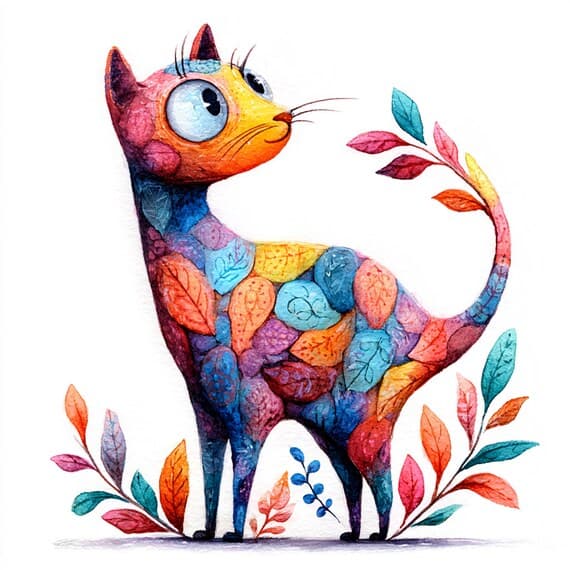 17 Whimsical Cat Line Art Clipart JPG β view 2 β watercolor clipart transparent PNG instant download