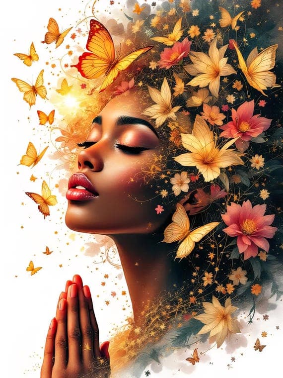 20 Watercolor Black Woman Praying Clipart β view 5 β watercolor clipart transparent PNG instant download