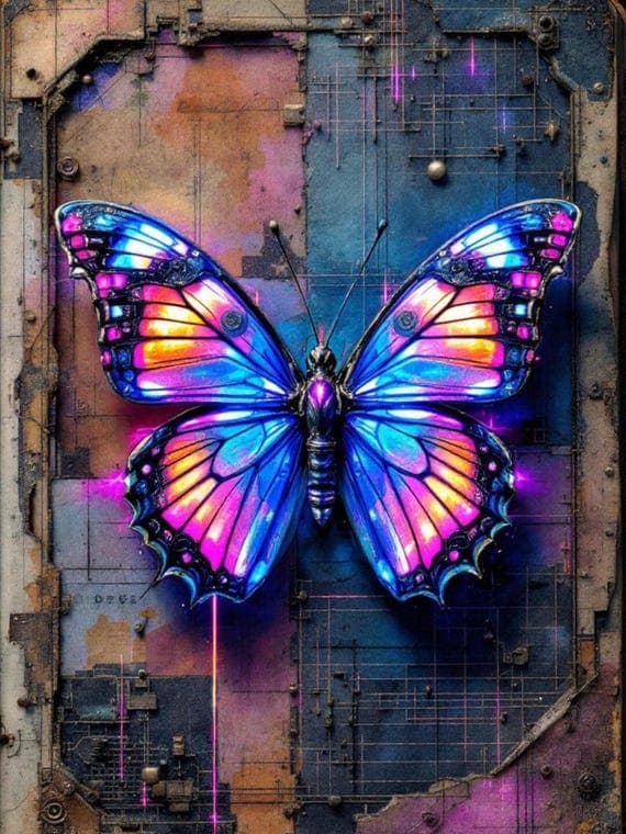 Vintage Steampunk Butterfly Junk Journal Pages β view 3 β watercolor clipart transparent PNG instant download