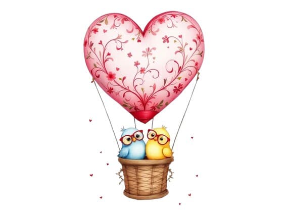 Love Birds Balloon Clipart β view 5 β watercolor clipart transparent PNG instant download