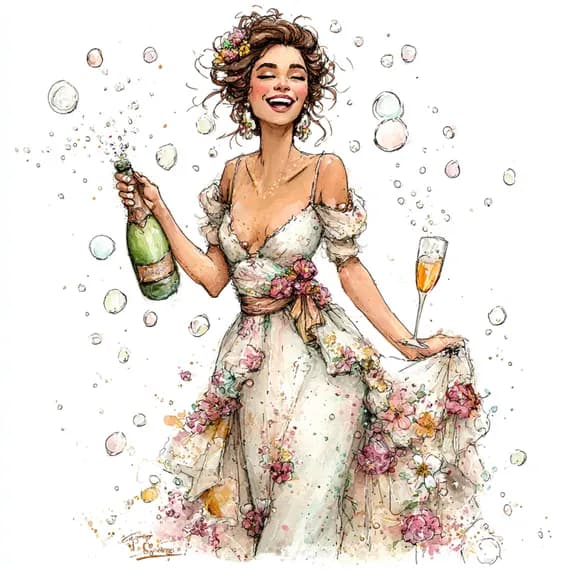 15 Whimsical Bride Clipart PNG β view 4 β watercolor clipart transparent PNG instant download