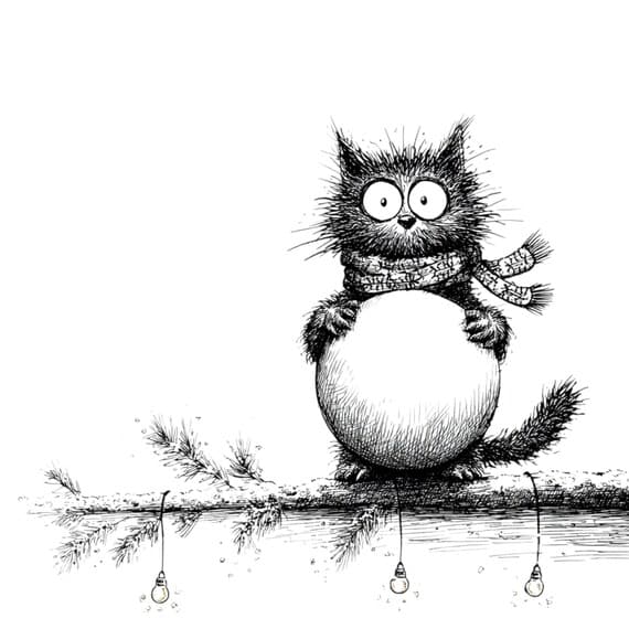 20 Quirky Christmas Cat Clipart (PNG JPG) β view 8 β watercolor clipart transparent PNG instant download