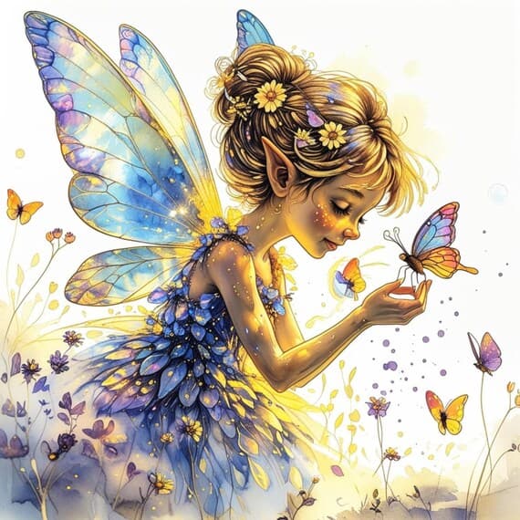 Floral Fairy Clipart, Watercolor JPG Bundle (Digital Download) β view 2 β watercolor clipart transparent PNG instant download
