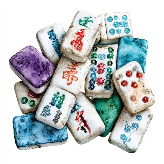 21 Whimsical Mahjong Clipart PNG β view 3 β watercolor clipart transparent PNG instant download
