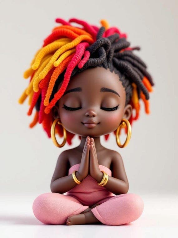 Praying Black Girl Clipart, Figurines African American (PNG, JPG) β view 3 β watercolor clipart transparent PNG instant download