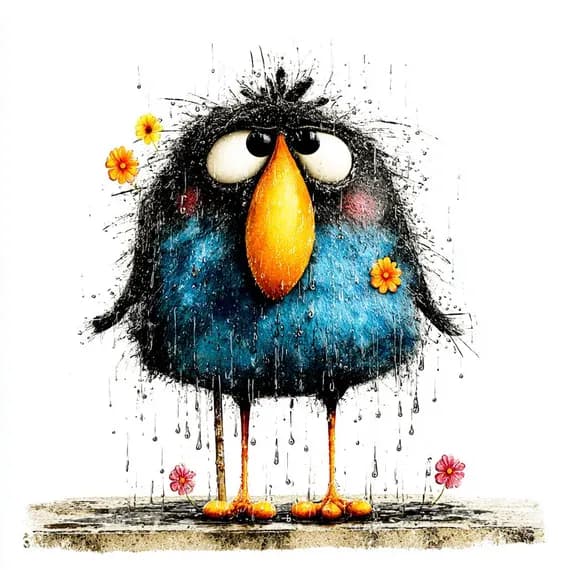20 Quirky Rainy Bird PNG Clipart, Colorful Watercolor Bird Illustratio β view 2 β watercolor clipart transparent PNG instant download