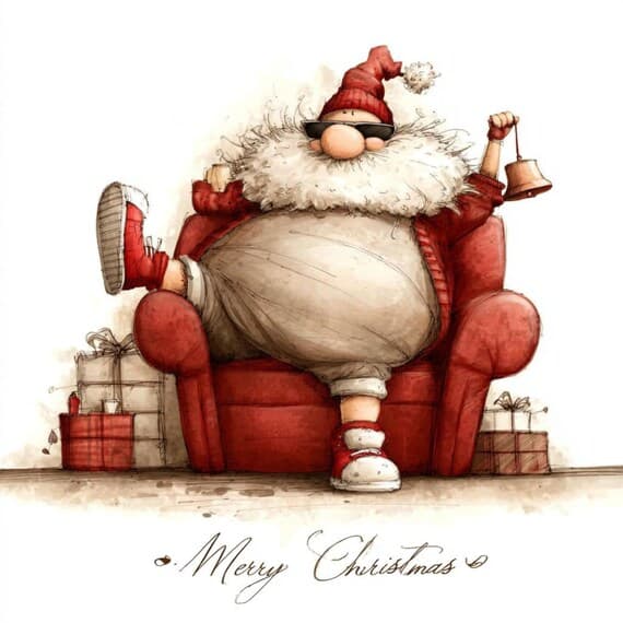 15 Quirky Merry Christmas Santa Clipart (JPG) β view 7 β watercolor clipart transparent PNG instant download