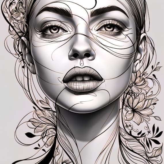 15 Floral Woman Face Clipart β view 3 β watercolor clipart transparent PNG instant download