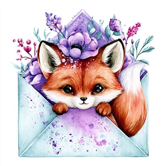 23 Whimsical Baby Fox Clipart PNG β view 3 β watercolor clipart transparent PNG instant download