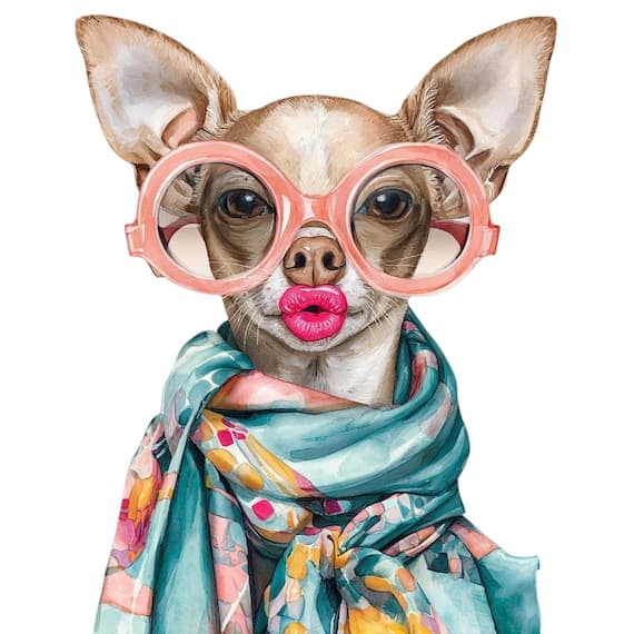 Chihuahua Chic Clipart Bundle β watercolor clipart transparent PNG instant download