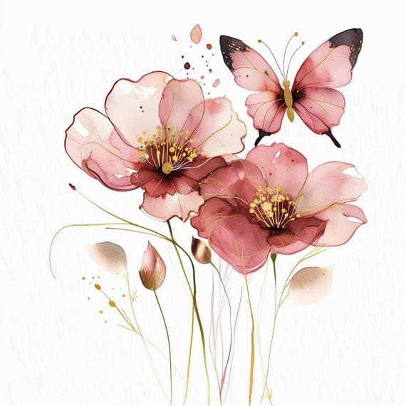 Abstract Pink Flower Watercolor Clipart — watercolor clipart transparent PNG instant download