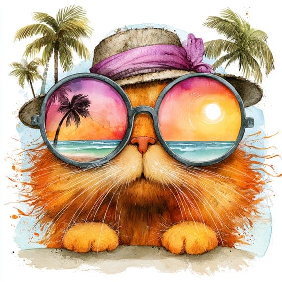 25 Beach Cat Clipart β watercolor clipart transparent PNG instant download