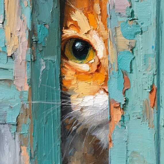 12 Oil Texture Peeking Cat Clipart (JPG) β view 5 β watercolor clipart transparent PNG instant download