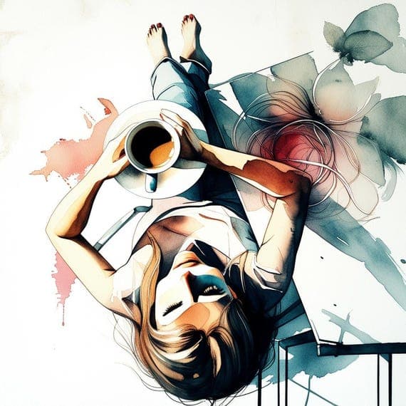 Watercolor Woman Coffee Art β view 7 β watercolor clipart transparent PNG instant download