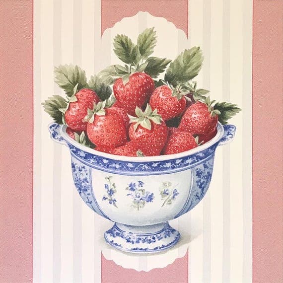 8 Strawberry Chinoiserie Print β view 8 β watercolor clipart transparent PNG instant download