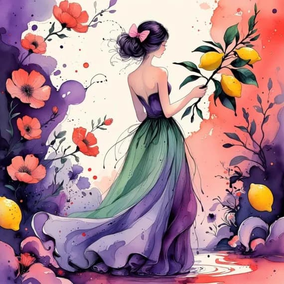 Watercolor Fruit Girl Clipart, Junk Journal Art (Digital Illustration) β view 4 β watercolor clipart transparent PNG instant download
