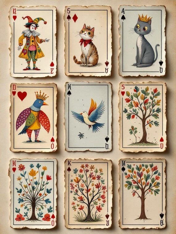 Whimsical Playing Cards Clipart β view 3 β watercolor clipart transparent PNG instant download