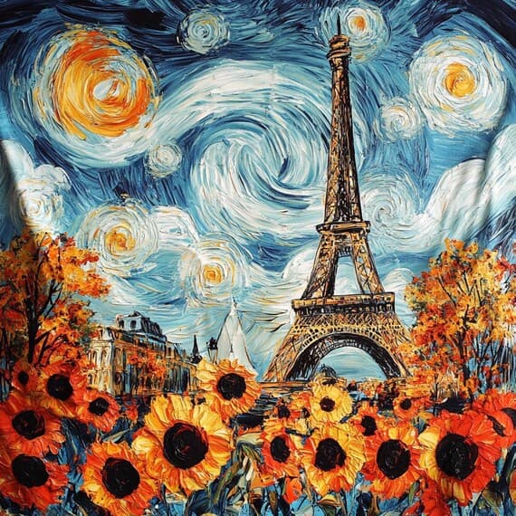 Van Gogh Starry Night Paris Clipart β view 4 β watercolor clipart transparent PNG instant download