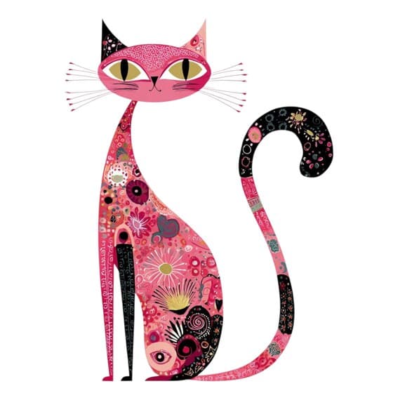 35 Pink Floral Cat Clipart PNG β view 5 β watercolor clipart transparent PNG instant download
