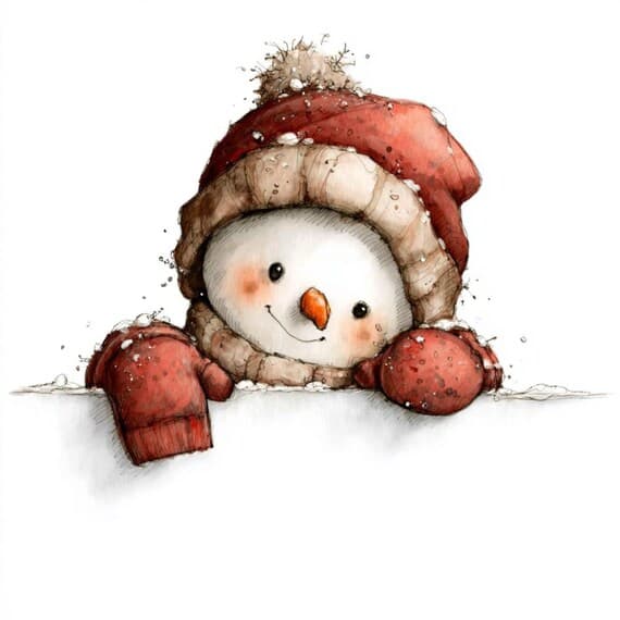 15 Peeking Snowman Clipart (JPG) β view 5 β watercolor clipart transparent PNG instant download