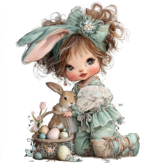 22 JPG Watercolor Easter Clipart, Bunny Kids, Spring Printable (Digita β view 7 β watercolor clipart transparent PNG instant download
