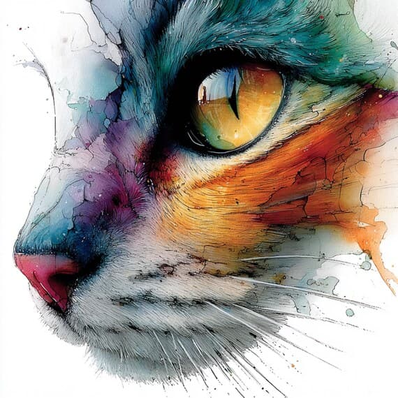 40 Watercolor Cat Portrait Clipart JPG Printable Wall Art Feline Paint β view 2 β watercolor clipart transparent PNG instant download