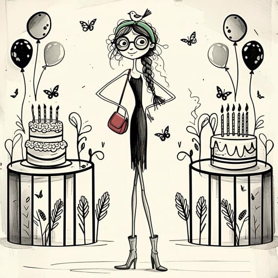 Whimsical Girl Birthday Clipart β watercolor clipart transparent PNG instant download
