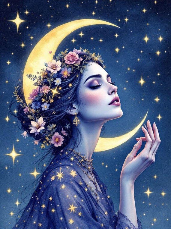 12 Moon And Girl Clipart , Digital Download , Printable image β view 7 β watercolor clipart transparent PNG instant download