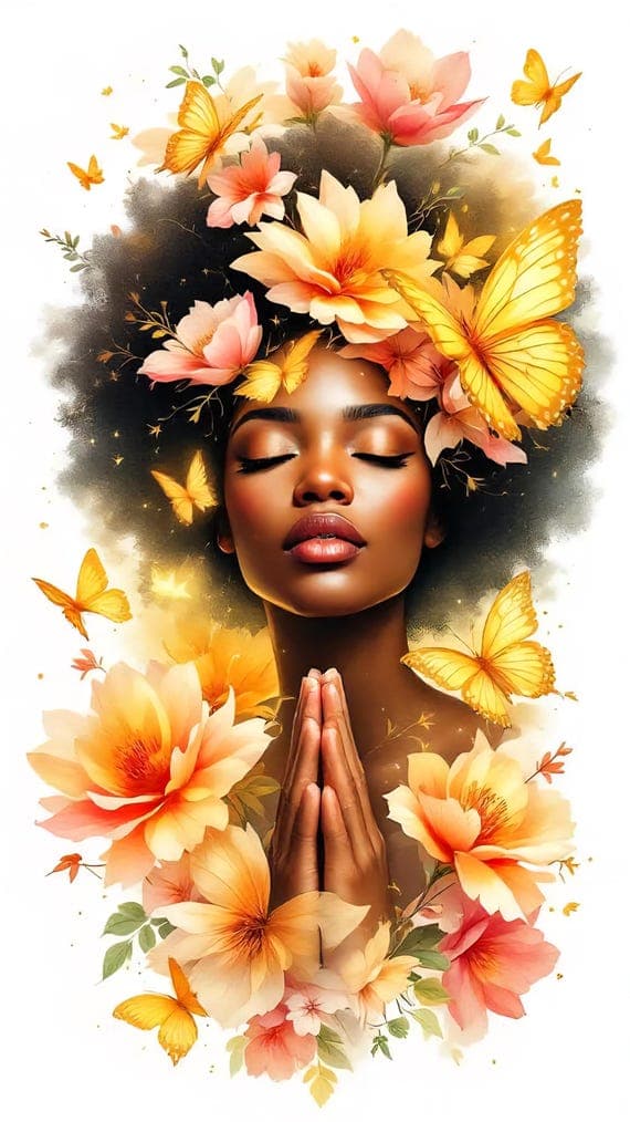 20 Watercolor Black Woman Praying Clipart β view 2 β watercolor clipart transparent PNG instant download