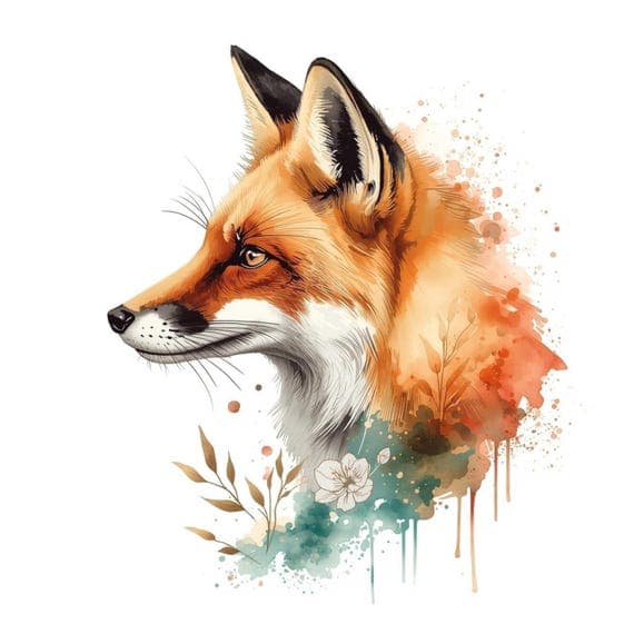 20 Abstract Floral Fox JPG Bundle β view 4 β watercolor clipart transparent PNG instant download