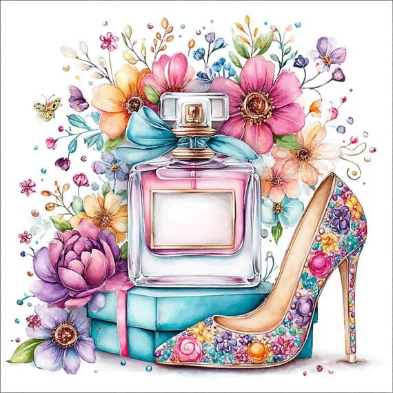 12 Watercolor Floral Perfume Clipart (PNG) β view 7 β watercolor clipart transparent PNG instant download