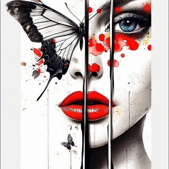 Floral Butterfly Woman Face Clipart β view 6 β watercolor clipart transparent PNG instant download